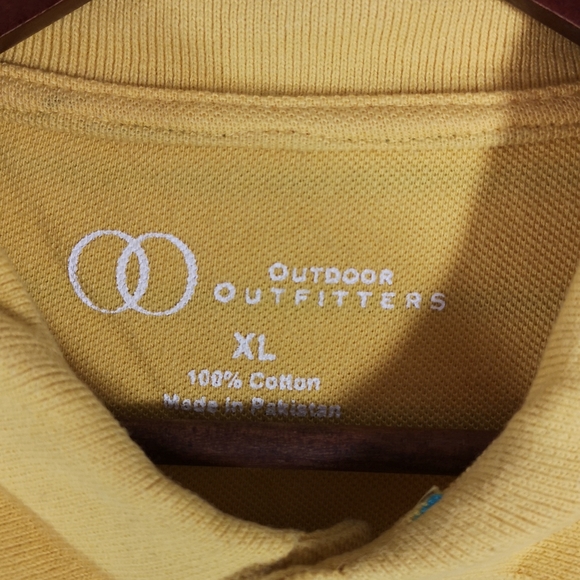 NWT Men's XL Outdoor Outfitters 2 Button Polo Shirt Yellow & Blue Striped Cotton - Picture 3 of 4